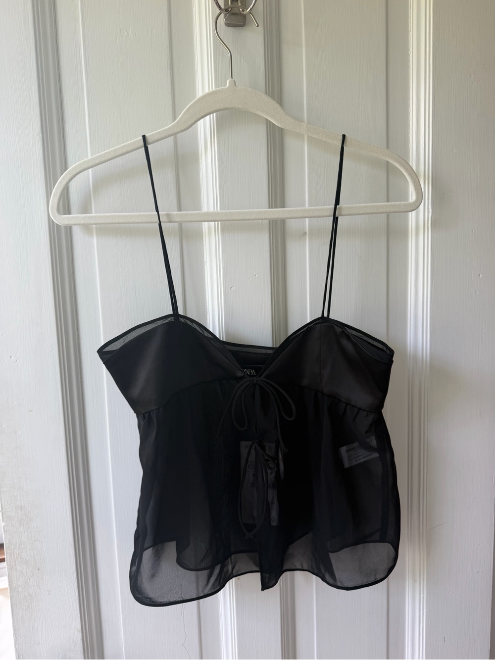 NWT Zara Black Sheer Spaghetti Strap Cami Top